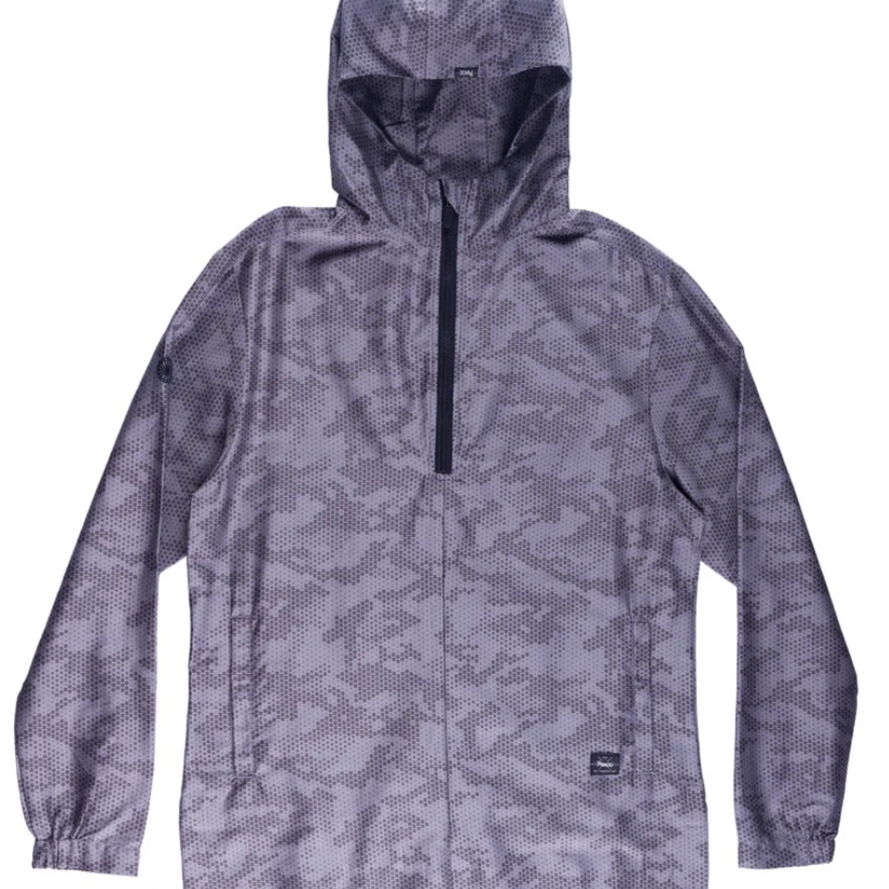 NWT Par X Yutaka Hooded Jacket in X Camo Satin, Size XL